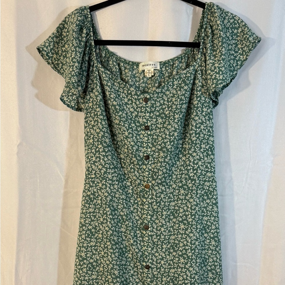 Monteau Green Floral Midi Dress